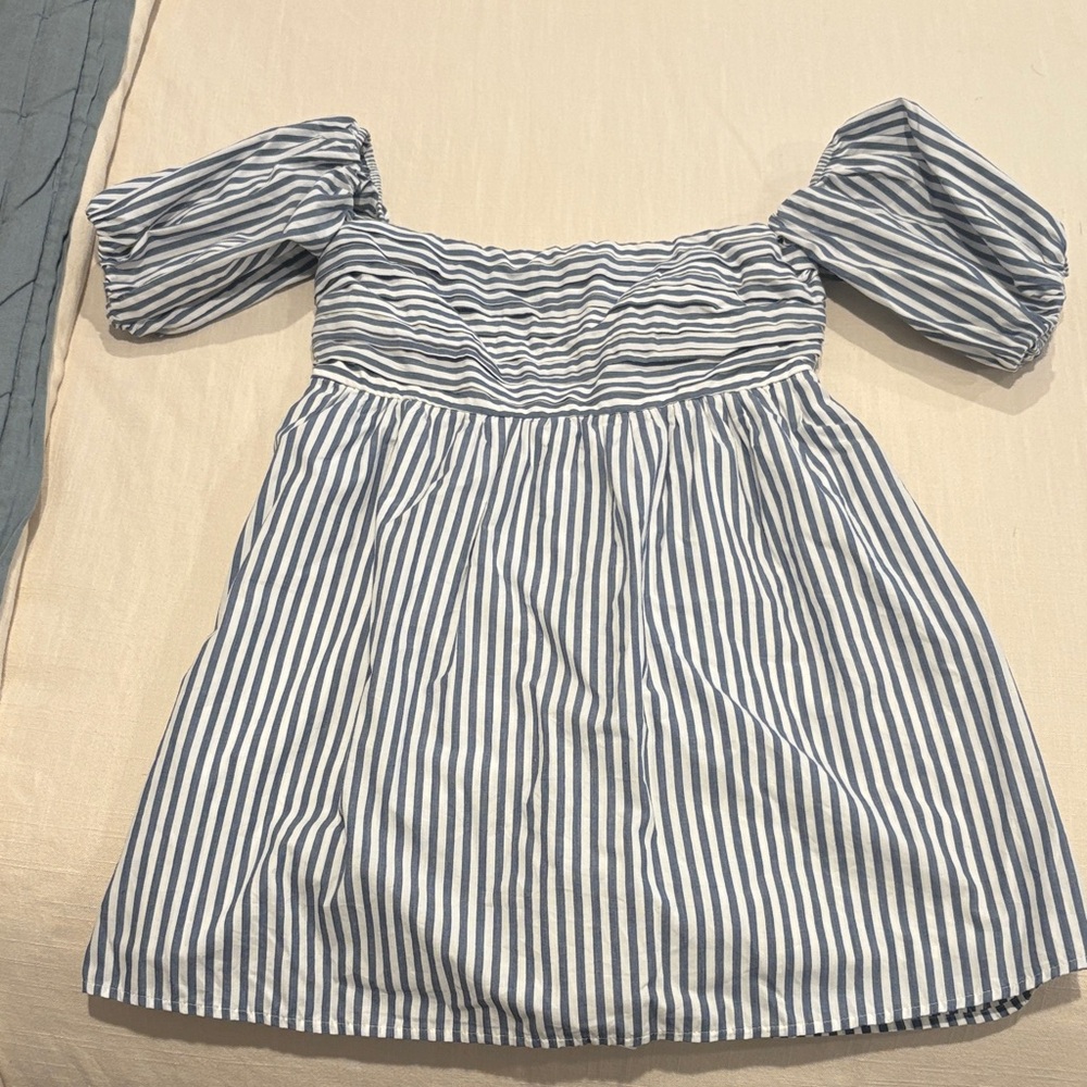 Abercrombie & Fitch Blue and White Striped Jumpsuit